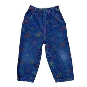 Vintage 80s Baby OshKosh B’gosh denim pants with colorful animal prints